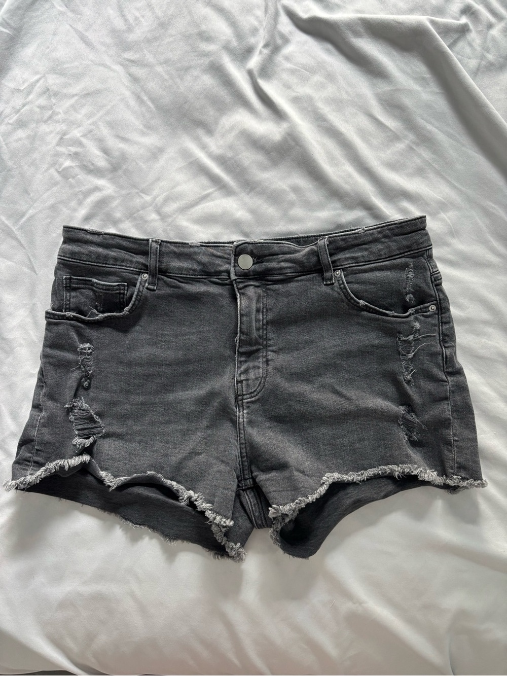 H&M Dark Gray Distressed Denim Shorts
